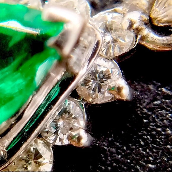 Emerald / diamonds 0.39/0.16 ct platinum PT 850  pendant necklace - Picture 5 of 8